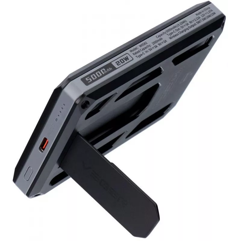 Veger GeoWallet Tracker X5 5000 mAh 20W PD QC 3.0 MFi MagSafe USB-C Power Bank - nero