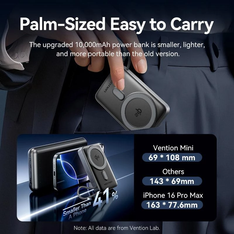 VENTION FKHH0 powerbank wireless 10000mAh 35W PD/QC grigio
