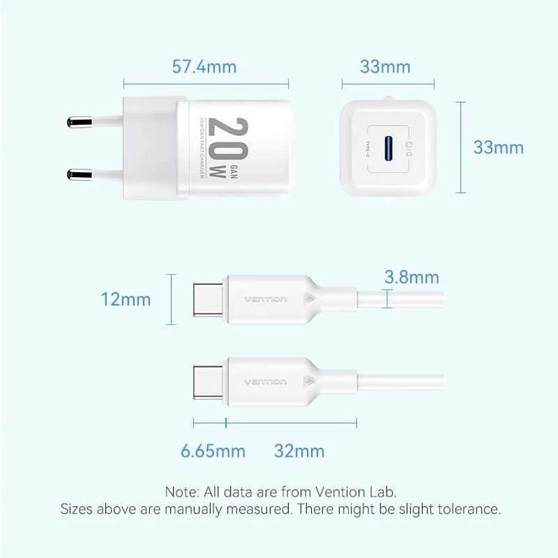VENTION TZ-FEPW0-EU-01 alimentatore USB-C 20W