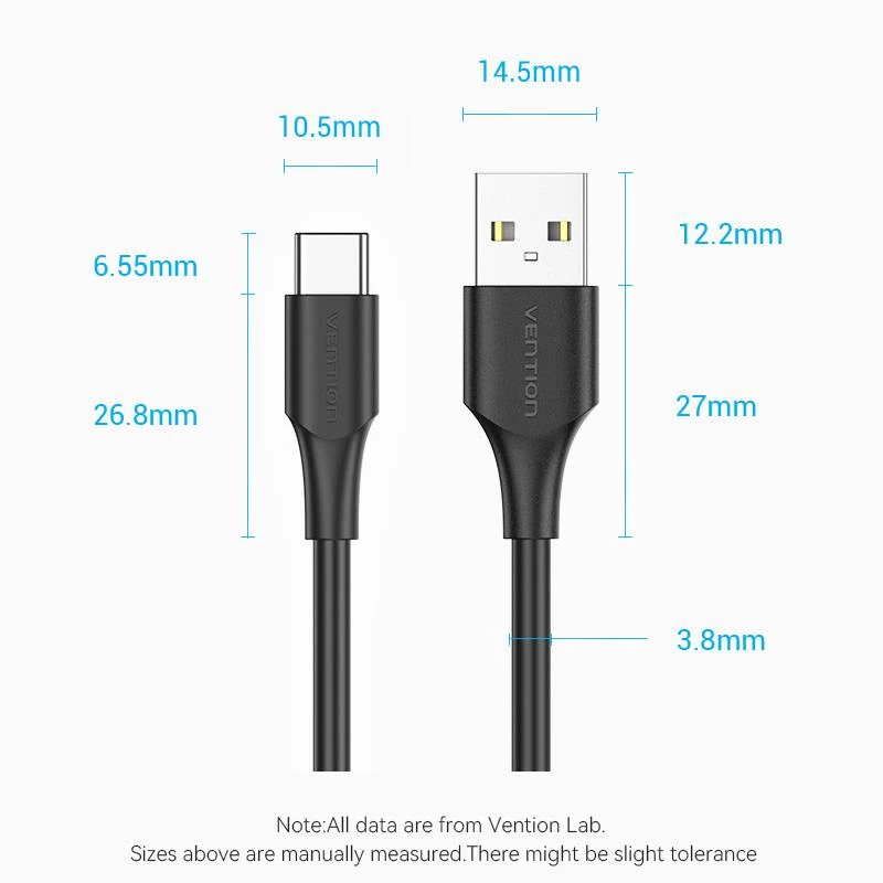 VENTION cavo USB-C a USB 2.0 2m nero CTHBH