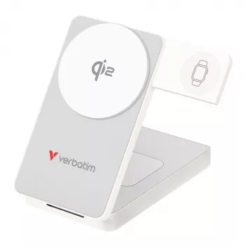 Verbatim Power bank wireless magnetico 3-in-1 pieghevole 10000 mAh, bianco, 32296