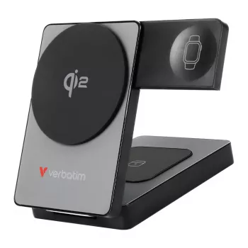 Verbatim Power bank wireless magnetico 3-in-1 pieghevole 5000 mAh, grigio, 32294