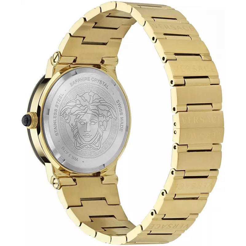 VERSACE V-Chrono orologio da uomo VE7G00323 38mm quadrante nero cinturino in pelle