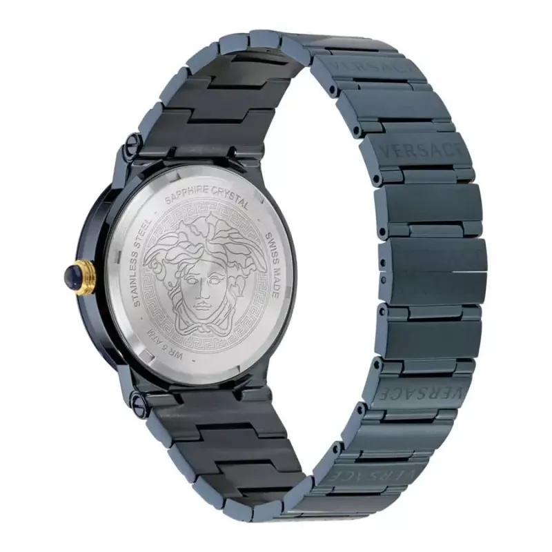 Versace V-Circle Orologio uomo VE7G00423 38mm Swiss Quartz acciaio inox pelle nero