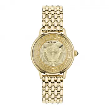 VERSACE V-Circle orologio al quarzo svizzero unisex 38mm acciaio inossidabile quadrante nero cinturino in pelle VE6F00623