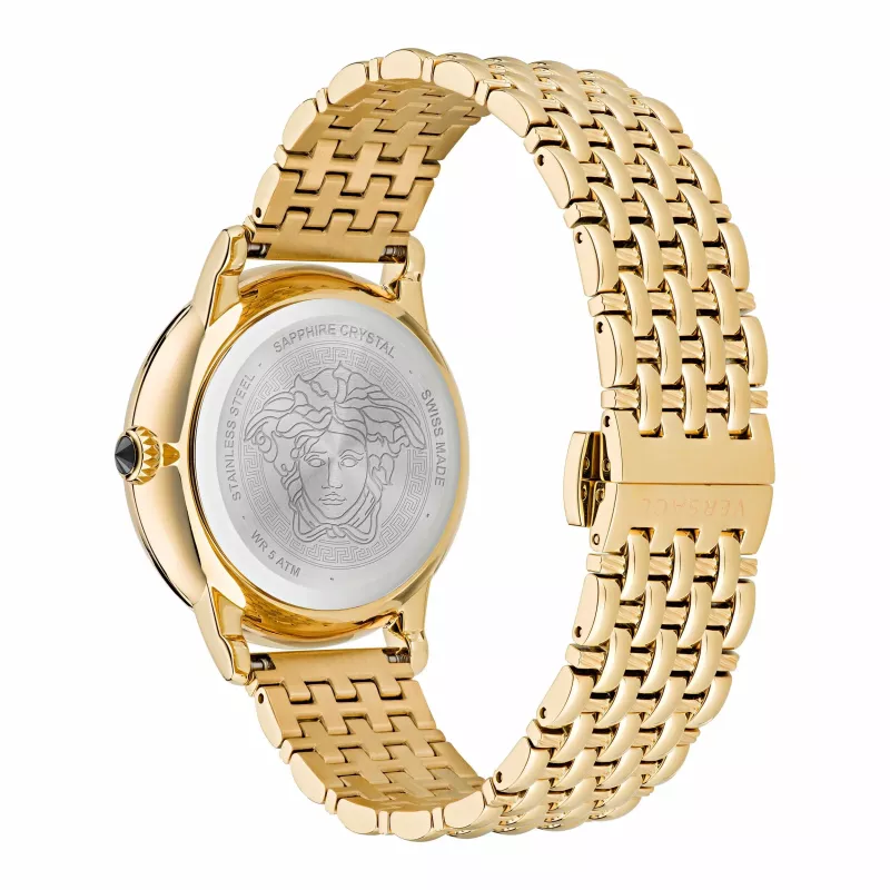 VERSACE V-Circle unisex orologio al quarzo svizzero VE6F00523 38mm quadrante nero cinturino in pelle