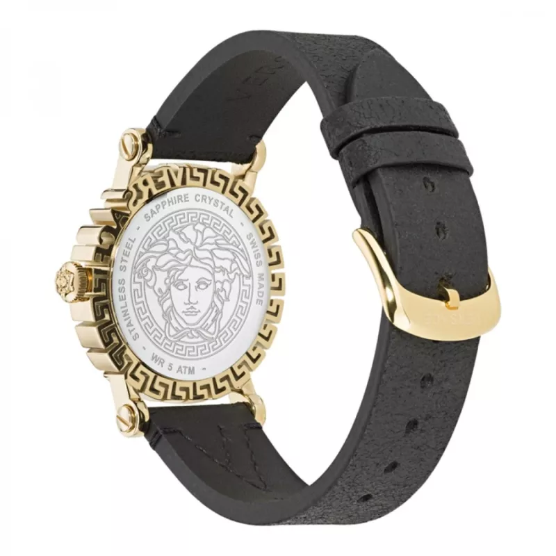 Versace V-Circle orologio da donna Swiss Quarz VE6D00223 40mm quadrante nero cinturino in pelle