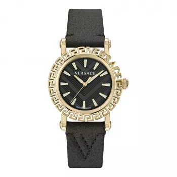 Versace V-Circle orologio da donna Swiss Quarz VE6D00223 40mm quadrante nero cinturino in pelle