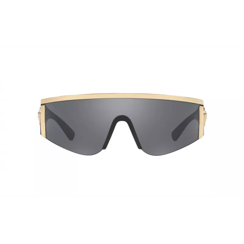 VERSACE VE2197-10006G Occhiali da sole unisex Montatura nera Lenti a specchio grigie Pilot 140 mm