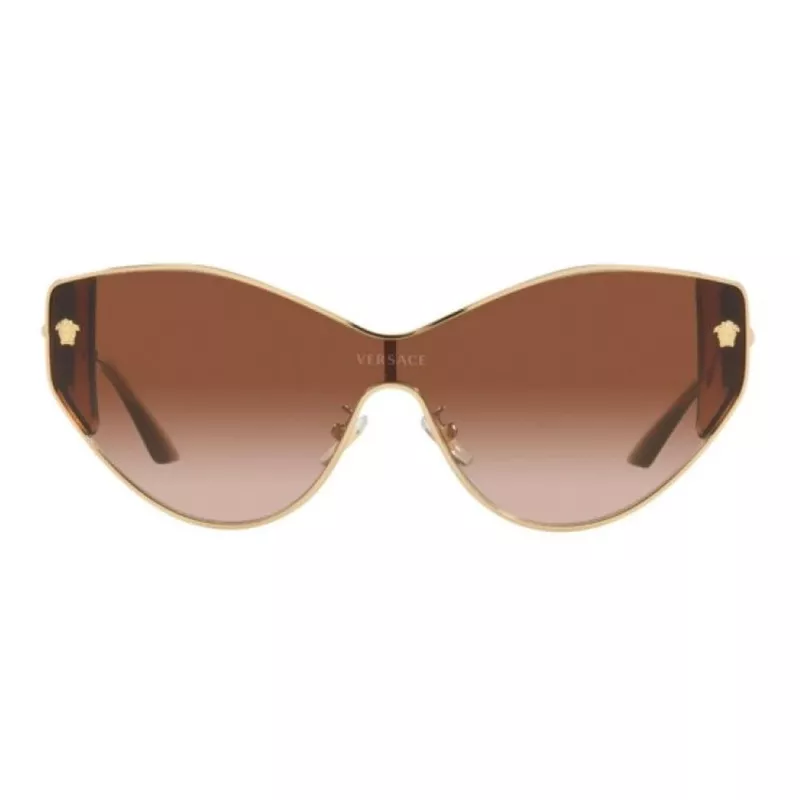 VERSACE VE2239-100213 occhiali da sole donna Gold Shield lenti in policarbonato marroni 147mm