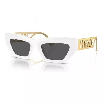 VERSACE VE4432U40187 Occhiali da sole da donna a occhio di gatto - Montatura in acetato nero, lenti in policarbonato grigie, protezione UV400