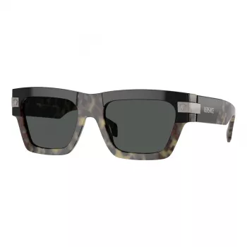 VERSACE VE4464-545687 occhiali da sole uomo rettangolari, montatura grigio trasparente, lenti grigio scuro, 52 mm