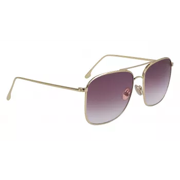 Victoria Beckham VB202S-712 Occhiali da sole oversize squadrati da donna, montatura in metallo dorato, lenti marroni sfumate, 59 mm