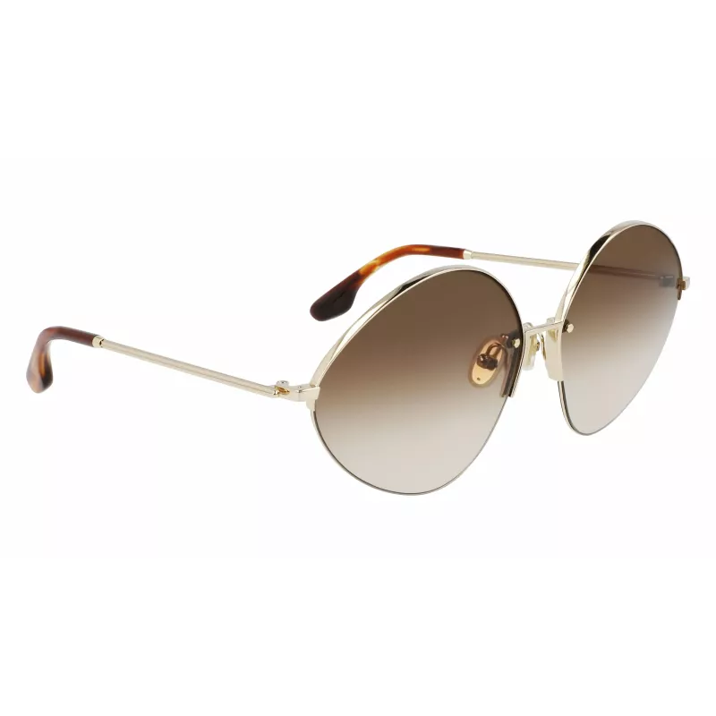 Victoria Beckham VB220S-702 Occhiali da Sole Donna Oversize Quadrati Oro Marrone Sfumato 64mm