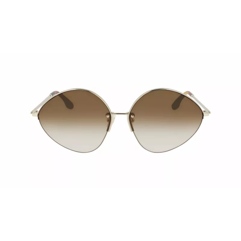 Victoria Beckham VB220S-702 Occhiali da Sole Donna Oversize Quadrati Oro Marrone Sfumato 64mm