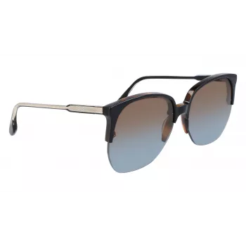 Victoria Beckham VB617S-005 Occhiali da sole donna oversize quadrati, montatura nero lucido, lenti grigie, 63/15/140 mm