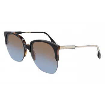 Victoria Beckham VB617S-005 Occhiali da sole donna oversize quadrati, montatura nero lucido, lenti grigie, 63/15/140 mm