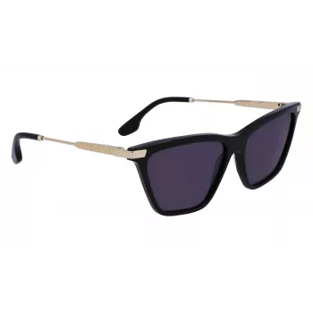 Victoria Beckham VB663S-001 Occhiali da Sole Donna - Montatura in Acetato Nero, Lenti in Policarbonato Grigie, 57/15/140 mm