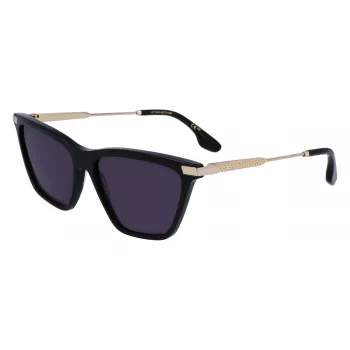 Victoria Beckham VB663S-001 Occhiali da Sole Donna - Montatura in Acetato Nero, Lenti in Policarbonato Grigie, 57/15/140 mm