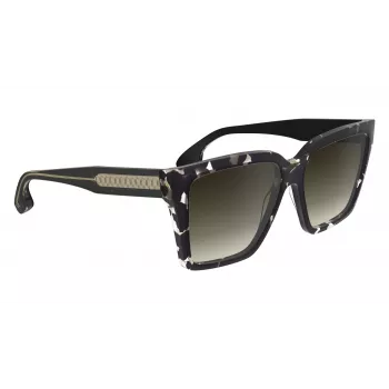 Victoria Beckham VB672S5715010 Occhiali da sole donna oversize squadrati - Montatura in acetato nero, lenti in policarbonato grigie, 57/15/140 mm
