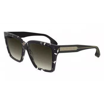 Victoria Beckham VB672S5715010 Occhiali da sole donna oversize squadrati - Montatura in acetato nero, lenti in policarbonato grigie, 57/15/140 mm