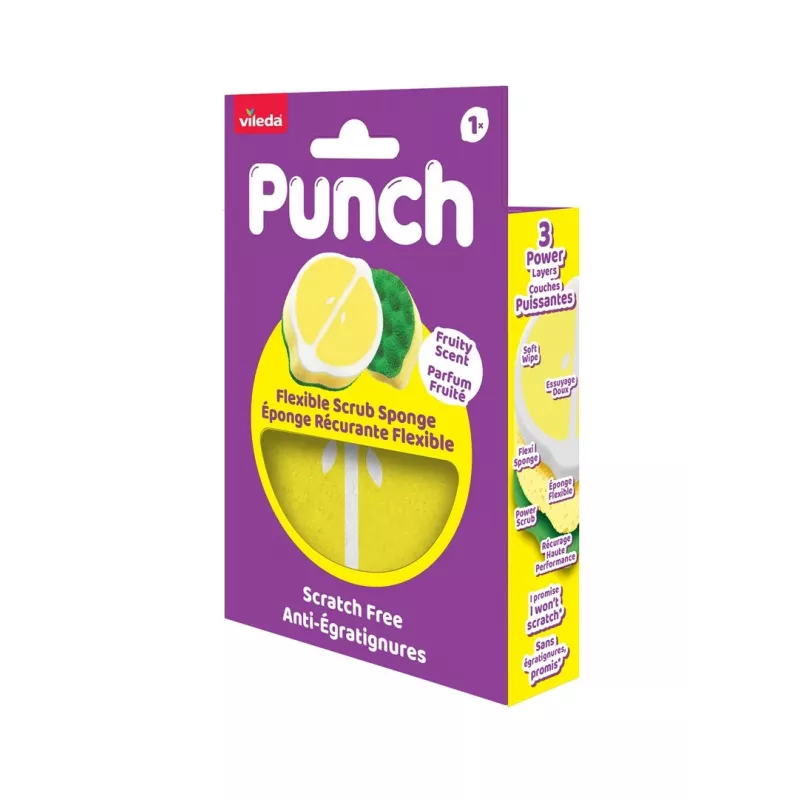 Vileda Punch pulitore flessibile per spugne, limone, 1 pezzo