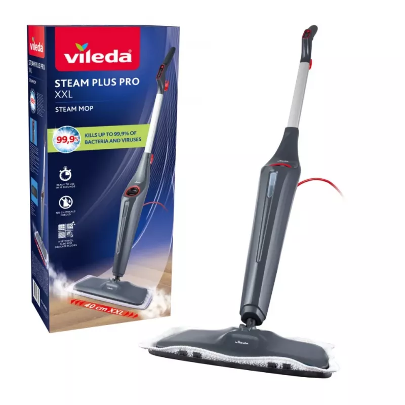 Vileda Steam Plus XXL Pro lavapavimenti a vapore con 2 panni in microfibra aggiuntivi