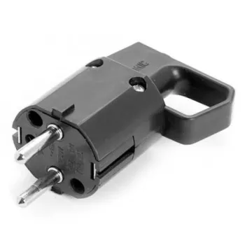 VIPLAST 325-05 Spina Schuko universale con contatto di terra e impugnatura, 16A 250V, IP20, nero