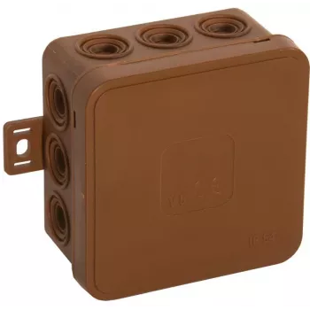 VIPLAST V5 Scatola di derivazione da parete Klik, vuota, 12 ingressi cavi, marrone, IP54, 75x75x41 mm, 035-02