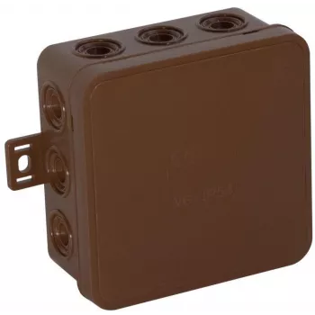 VIPLAST V6 Click Scatola di derivazione da parete, 12 ingressi cavi, IP54, marrone, 85x85x41 mm, scatola vuota (036-02)
