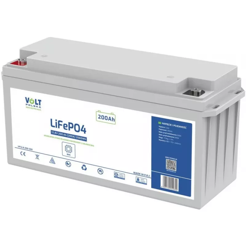 VOLT POLSKA batteria al litio ferro fosfato LiFePO4 12,8V 200Ah 200A