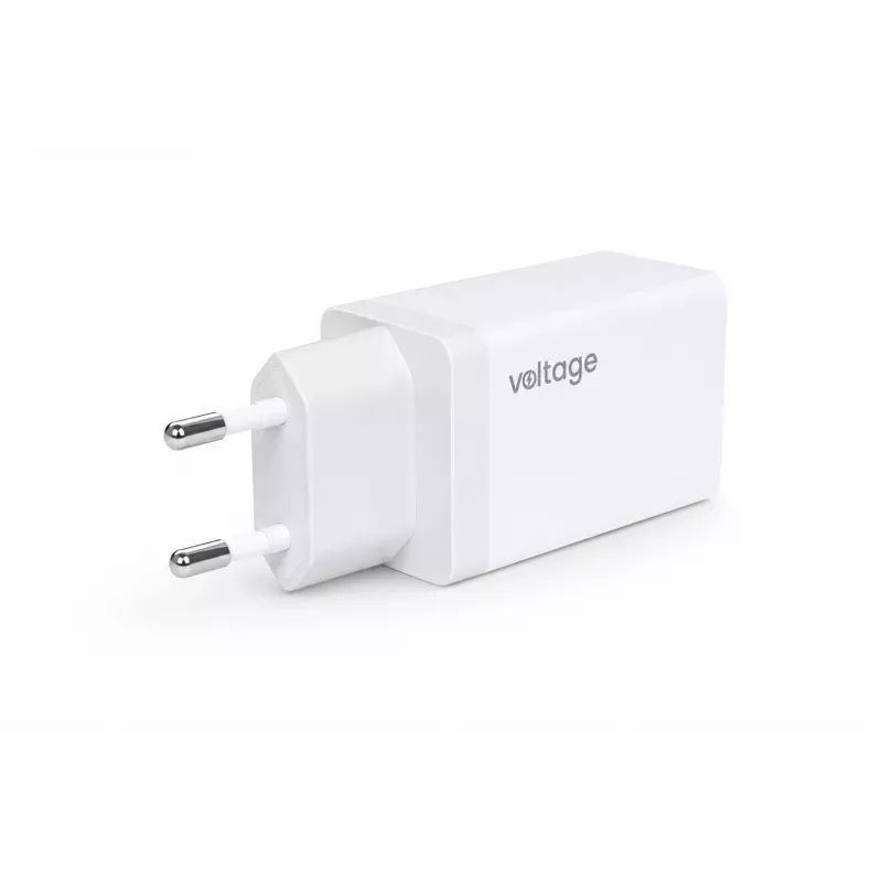 Voltage GaN 67W caricabatterie da parete, 2x USB-C e 1x USB-A, PD 3.0, QC 3.0, PPS, spina EU, bianco