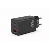 Voltage caricabatterie GaN 67W da parete, PD 3.0 / QC 3.0, 2x USB-C e 1x USB-A, spina EU, nero