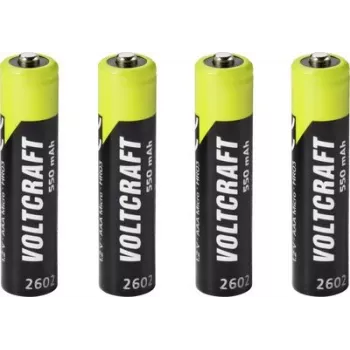 VOLTCRAFT batteria ricaricabile Micro (AAA) NiMH 550 mAh 1,2 V Ready to Use, confezione da 4 (VC-17275405)