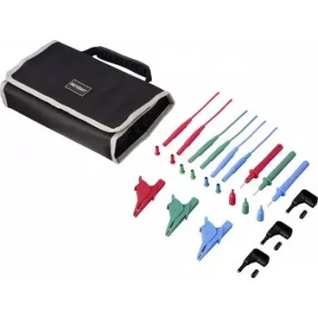 VOLTCRAFT MLSet-140 set di cavi di misura, connettori maschio impilabili 4 mm, 1,5 m, rosso/blu/verde, con pinze a coccodrillo e puntali VC-18652740
