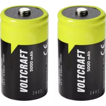 VOLTCRAFT Batteria ricaricabile Mono (D) NiMH 5000 mAh 1,2 V Ready to Use, confezione da 2 (VC-17275495)