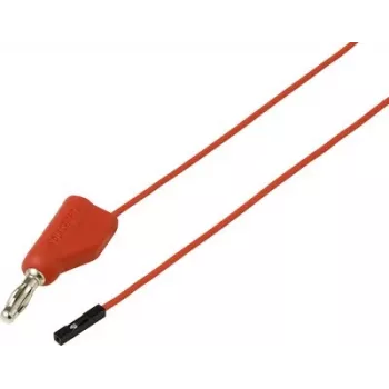 Voltcraft MSL-315 cavo di misura rosso, connettore maschio di sicurezza 4 mm su connettore femmina di sicurezza 0,64 mm, 1 m, impilabile, 60 V DC, 1 A VC-17182170