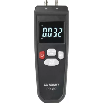 VOLTCRAFT PR-80 misuratore di pressione differenziale ±0,137 bar, 11 unità, LCD retroilluminato, data hold, min/max/avg, aria e gas non corrosivi VC-13101370