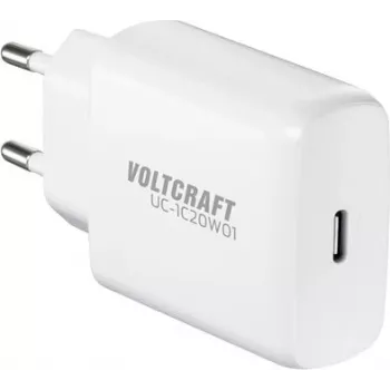 Voltcraft UC-1C20W01 Caricabatterie da parete USB-C GaN 20 W PD 3.0 bianco