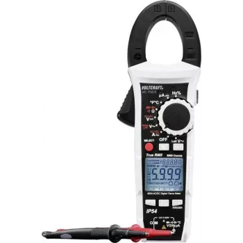 VOLTCRAFT VC-12720305 multimetro digitale a pinza, calibrato ISO, IP54 protezione da spruzzi, CAT IV 600V, 6000 counts, True RMS, auto-ranging, 600A AC/DC