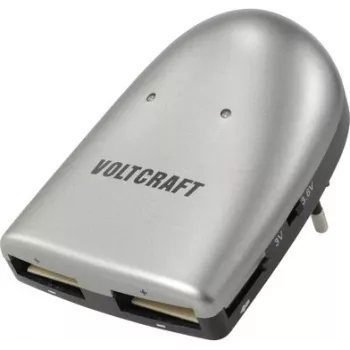 VOLTCRAFT VC-15228900 caricabatterie per batterie a bottone Li-Ion, 2 vani, 3/3,6 V, protezione da sovraccarica
