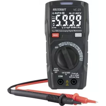 Voltcraft VC-23 Multimetro digitale TRMS CAT III 600 V autorange con capacità, frequenza, temperatura, NCV