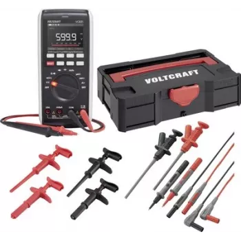 Voltcraft VC-831 Set multimetro digitale True RMS con T-Loc Systainer, puntali, pinze a coccodrillo, pinze a gancio e sonda di temperatura tipo K 3342859+2181316+1674350+167435