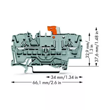 WAGO 2002-1671 Morsetto di sezionamento e prova a 2 conduttori con Push-in CAGE CLAMP, grigio