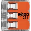 WAGO 221-413 COMPACT Morsetto di collegamento, 3 conduttori, 0,2–4 mm², trasparente, confezione da 50