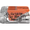 WAGO 221-413 COMPACT Morsetto di collegamento, 3 conduttori, 0,2–4 mm², trasparente, confezione da 50
