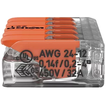 WAGO 221-415 COMPACT Morsetto di collegamento per 5 conduttori, 0,2-4 mm², confezione da 25
