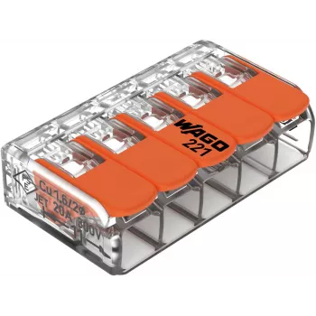 WAGO 221-415 COMPACT Morsetto di collegamento per 5 conduttori, 0,2-4 mm², confezione da 25