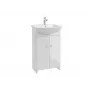 Set lavabo sospeso da bagno 50 cm con lavabo in ceramica, miscelatore cromato e sifone, bianco lucido