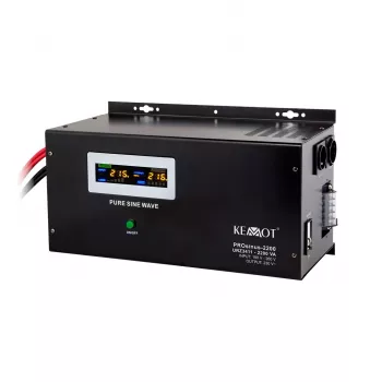 Gruppo di continuità da parete KEMOT PROsinus-2200 convertitore con onda sinusoidale pura e funzione di ricarica 12V 230V 2200VA/1600W